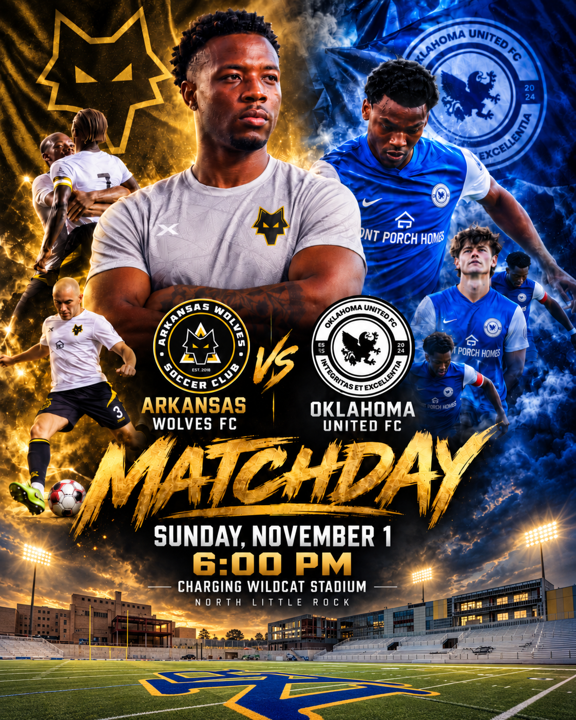 Arkansas Wolves vs Oklahoma United, November 1 U.S. Open Cup match poster